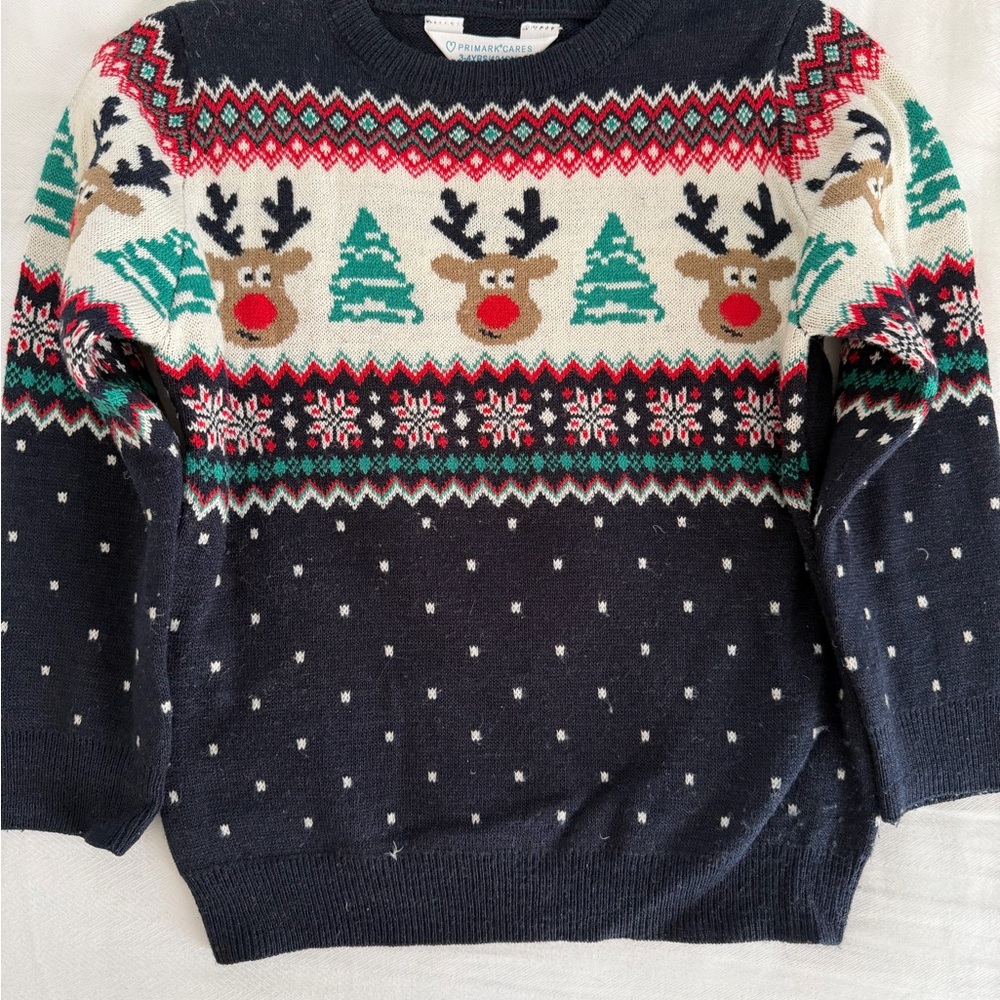 Primark Navy Reindeer and Tree Sweater (11)